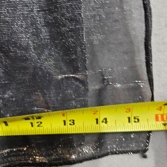 Cejon Liquid Mesh Satin Metalic Retagular Scarf Sheer Black and Silver 16X76" - Picture 5 of 5